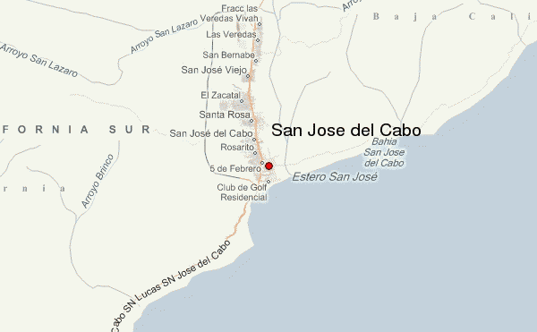 San José del Cabo en el mapa de Baja California Sur San José del Cabo en el mapa de Baja California Sur